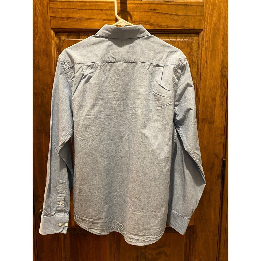 George Mens Button Down Shirt Blue Long Sleeve Size Medium 38-40 R Classic‎ Fit